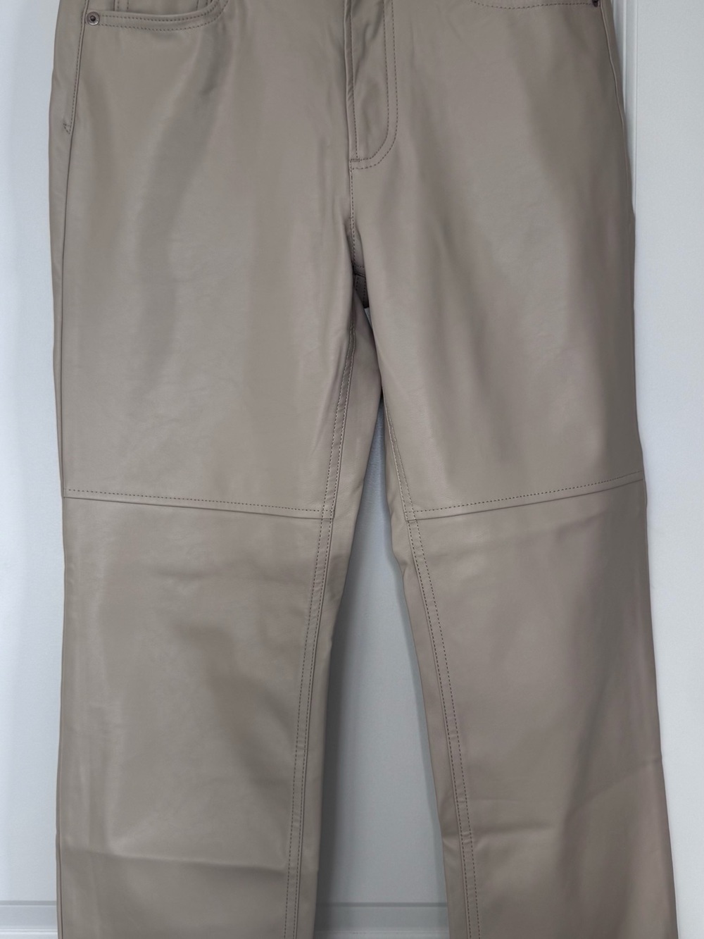 GAP Women's Straight-Leg Faux Leather Jeans in Taupe